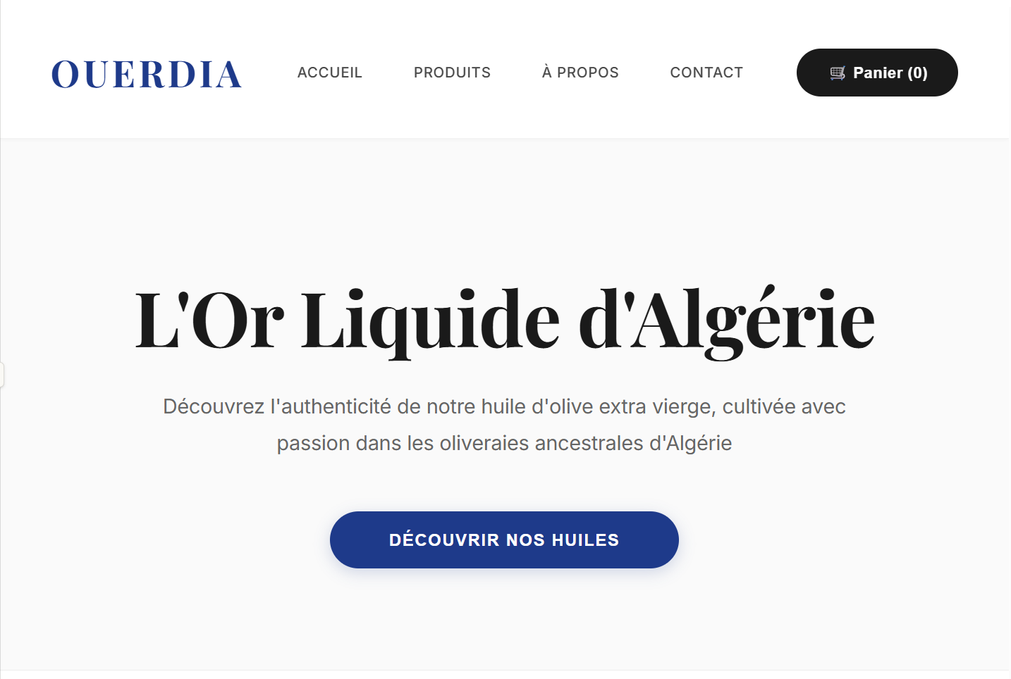 Site e-commerce de vente d'huile d'olive artisanale